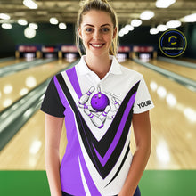 Load image into Gallery viewer, Custom bowling polo shirts for women I'm not swearing, I'm using my bowling words purple bowl shirts NQS7434