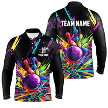 Load image into Gallery viewer, Colorful bowling jerseys Bowling Polo, 1/4 Zip Shirt for Men Custom Bowling Team shirts for bowlers NQS7597