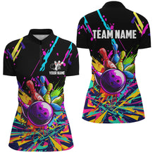 Load image into Gallery viewer, Colorful bowling jerseys Bowling Polo, 1/4 Zip Shirt for Women Custom Bowling Team shirts for bowlers NQS7597