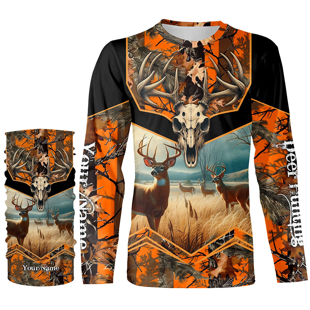 Deer Hunting Camo Orange Black Custom Name 3D All over print shirts, personalized hunting gifts NQS811