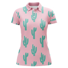 Load image into Gallery viewer, Personalized desert cactus pink pattern Womens golf polo shirts custom funny cactus golf gifts NQS8435