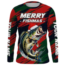 Load image into Gallery viewer, Personalized Christmas Bass Fishing Shirts, Mery fishmas Christmas Fishing gift for men, women, kid NQS4297