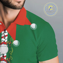 Load image into Gallery viewer, Green and Red Funny Elf Christmas Golf Polo shirts For Men Custom mens Christmas golf tops NQS11019
