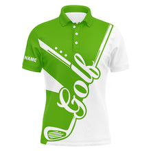 Load image into Gallery viewer, Green and white golf clubs Mens Golf Polo Shirts custom golf tops for men, men&#39;s golf apparel NQS9142
