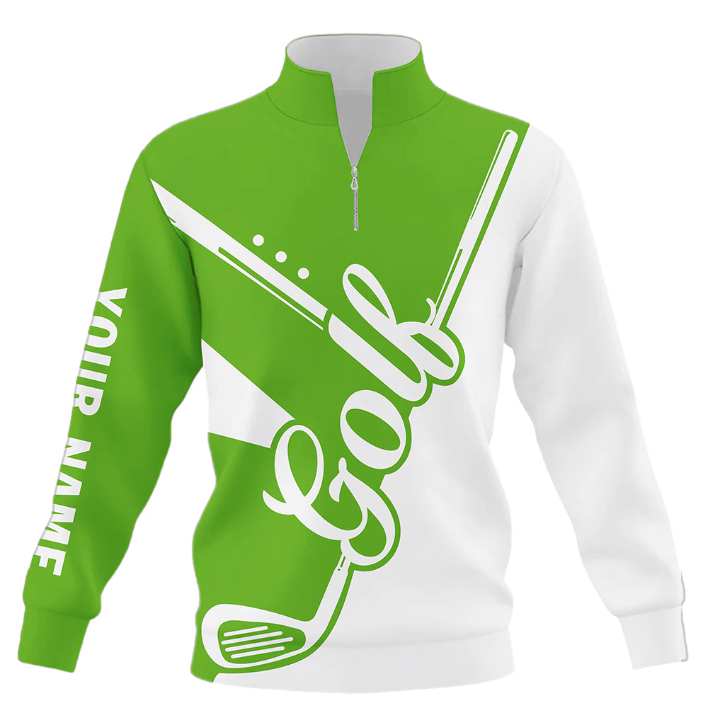 Green and white golf clubs Quarter zip golf sweatshirt custom golf sweater golf apparel NQS9142