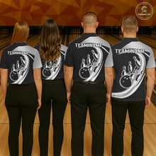 Load image into Gallery viewer, Black and Silver Bowling Shirts For Men Custom Bowling Team League Jerseys, Gift For Bowler NQS11416
