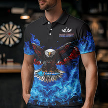 Load image into Gallery viewer, Blue Flame Smoke American Flag Eagle Skull Darts Polo, 1/4 Zip Shirts For Men Custom Darts Team Jersey NQS9658