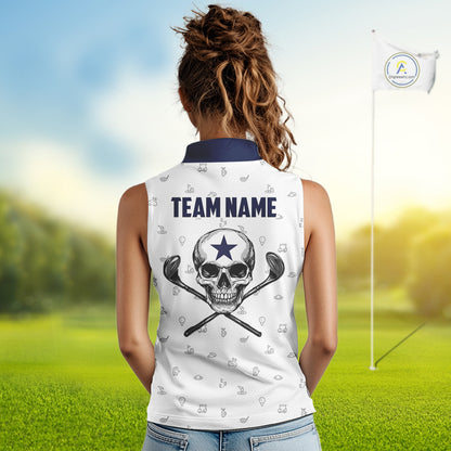 Texas Flag Golf Clubs Skull Golf Camo Women sleeveless polo shirt Custom Patriotic Golf Team Jersey NQS9936