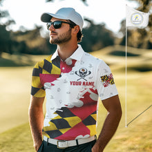 Load image into Gallery viewer, Maryland Flag Golf Clubs Skull Golf Camo Men golf polo shirts Custom Patriotic Golf Team Jerseys NQS9937