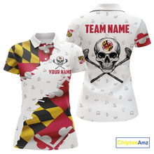 Load image into Gallery viewer, Maryland Flag Golf Clubs Skull Golf Camo Women golf polo shirts Custom Patriotic Golf Team Jersey NQS9937