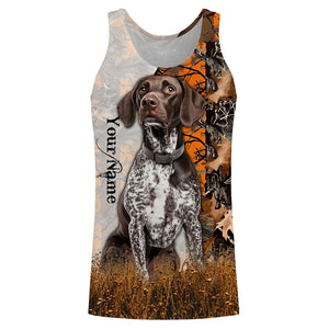 German Shorthaired Pointer dog hunting orange camo Custom Name Full Printing Shirts, Hunting Gifts NQS3569