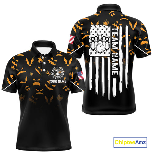 Custom American flag patriotic funny halloween pattern Bowling shirt for men bowling team jersey NQS10414