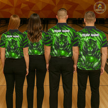 Load image into Gallery viewer, Personalized Tiger Bowling Shirts For Men, Green Flame Lightning Thunder Tiger Team Bowling Jerseys NQS11233