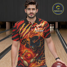 Load image into Gallery viewer, Personalized Tiger Bowling Shirts For Men, Orange Flame Lightning Thunder Tiger Team Bowling Jerseys NQS9947