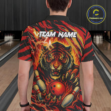 Load image into Gallery viewer, Personalized Tiger Bowling Shirts For Men, Orange Flame Lightning Thunder Tiger Team Bowling Jerseys NQS9947