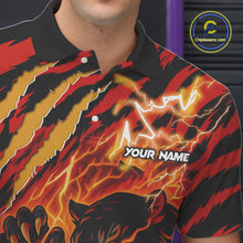 Load image into Gallery viewer, Personalized Tiger Bowling Shirts For Men, Orange Flame Lightning Thunder Tiger Team Bowling Jerseys NQS9947