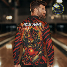 Load image into Gallery viewer, Personalized Tiger Bowling Shirts For Men, Orange Flame Lightning Thunder Tiger Team Bowling Jerseys NQS9947
