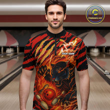 Load image into Gallery viewer, Personalized Tiger Bowling Shirts For Men, Orange Flame Lightning Thunder Tiger Team Bowling Jerseys NQS9947