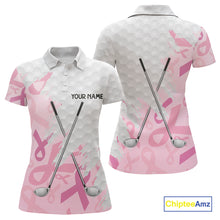 Load image into Gallery viewer, Breast cancer Women golf polo shirts custom Pink ribbon pattern golf clubs team golf tops for ladies NQS10423