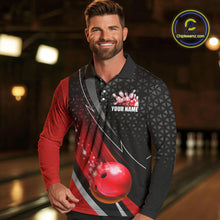 Load image into Gallery viewer, Black and Red Bowling Camo Polo, 1/4 Zip Shirt for Men Custom Team Bowling jerseys, Bowler Outfit NQS10424