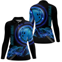 Load image into Gallery viewer, Blue Bowling Shirts for Women Personalized Bowling Team Jersey Custom Bowling Polo, Quarter-Zip Shirts NQS8452