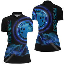 Load image into Gallery viewer, Blue Bowling Shirts for Women Personalized Bowling Team Jersey Custom Bowling Polo, Quarter-Zip Shirts NQS8452