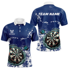Load image into Gallery viewer, Personalized White &amp; Blue Grunge Darts Shirt For Men Custom Dart Outfit Team Jersey NQS9510