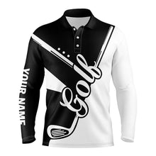Load image into Gallery viewer, Black and white golf clubs Mens golf polo shirts custom golf outfits men, mens golf clothes NQS6126