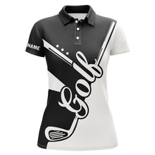 Load image into Gallery viewer, Black and white golf clubs Womens golf polo shirts custom golf tops for women, lady golf apparel NQS6126
