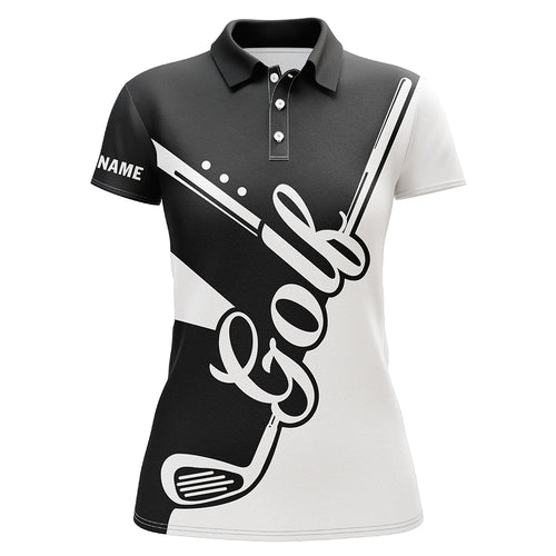 Black and white golf clubs Womens golf polo shirts custom golf tops for women, lady golf apparel NQS6126