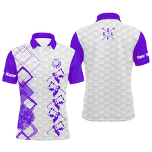 Load image into Gallery viewer, Purple and white Mens golf polo shirt custom name men's golf apparel, gifts for golf lovers NQS8227