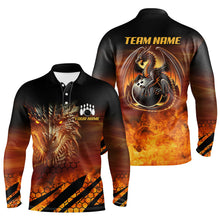 Load image into Gallery viewer, Black And Orange Custom Dragon Flame Bowling Shirts For Men, Dragon Fire Bowling Team Shirts NQS8234