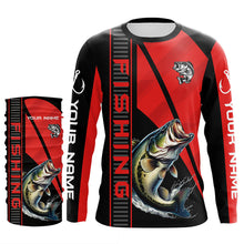 Load image into Gallery viewer, Black and red Largemouth Bass Fishing Custom UV protection Long sleeve fishing shirts For Men, Women NQS8236