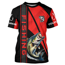 Load image into Gallery viewer, Black and red Largemouth Bass Fishing Custom UV protection Long sleeve fishing shirts For Men, Women NQS8236