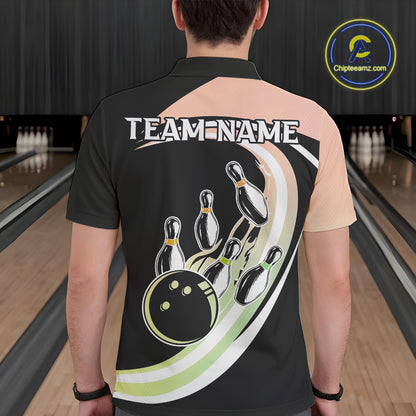 Pink and Green Gradient Bowling Shirts For Men Custom Bowling Team League Jersey, Gift For Bowler NQS10433