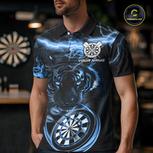 Load image into Gallery viewer, Personalized Blue Lightning Thunder Storm Tiger Darts Shirts For Men Custom Dart Team Jerseys NQS10441