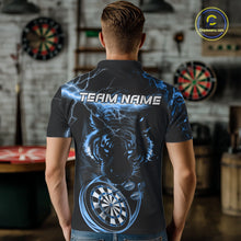 Load image into Gallery viewer, Personalized Blue Lightning Thunder Storm Tiger Darts Shirts For Men Custom Dart Team Jerseys NQS10441