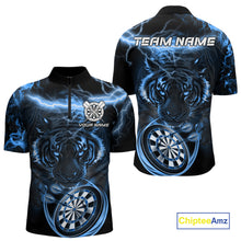 Load image into Gallery viewer, Personalized Blue Lightning Thunder Storm Tiger Darts Shirts For Men Custom Dart Team Jerseys NQS10441