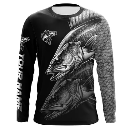 Walleye Fishing scales Custom 3D sun protection Performance long sleeve fishing shirts NQS4908