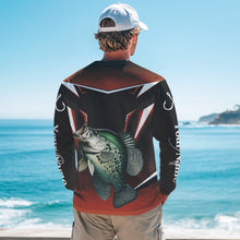 Load image into Gallery viewer, Black and Orange Crappie Long Sleeve Fishing Shirts, Personalized Crappie Fishing Tounament Jerseys NQS9680