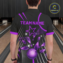 Load image into Gallery viewer, Black and Purple Mens Bowling Polo, Quarter Zip Shirts Custom Bowling outfit men Team Jerseys NQS9958