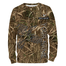 Load image into Gallery viewer, Duck Hunting waterfowl camo Custom Name All Over Printed Shirts, Hunting Gift For Men, Women And Kid NQS3914