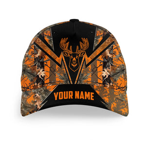 Deer hunting orange camo hunter hat custom name baseball hunting gifts for men, women NQS3915