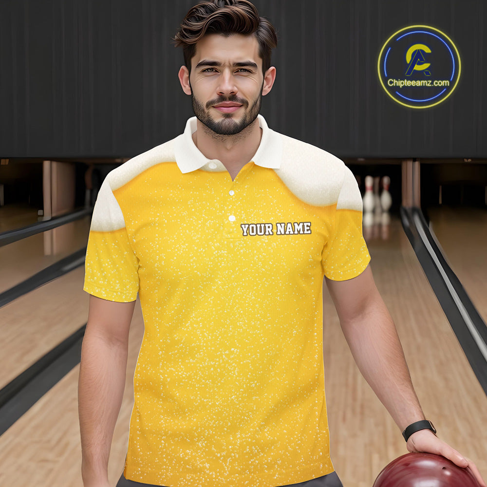 Custom Funny Beer Bowling Polo, Quarter Zip Shirts For Men My drinking team has a bowling problem NQS10638