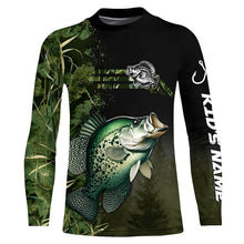 Load image into Gallery viewer, Crappie fishing camouflage Custom long sleeve Fishing Shirts for men, women, Crappie Fishing jerseys NQS4124