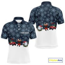 Load image into Gallery viewer, Blue snowflake pattern Christmas Golf Polo Shirts For Men custom mens golf attire, unique golf gifts NQS10865
