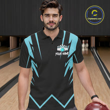 Load image into Gallery viewer, Black and Blue Reaper Skull lightning Bowling Shirts for Men Custom Skull Team Bowling league jersey NQS10869