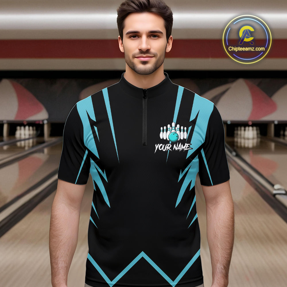 Black and Blue Reaper Skull lightning Bowling Shirts for Men Custom Skull Team Bowling league jersey NQS10869