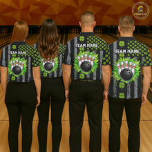 Load image into Gallery viewer, Custom Grunge US Flag Green Shamrock St Patrick Bowling shirts for women, bowling attire for women NQS11450