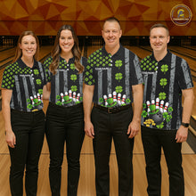 Load image into Gallery viewer, Custom Grunge US Flag Green Shamrock St Patrick Bowling shirts for women, bowling attire for women NQS11450
